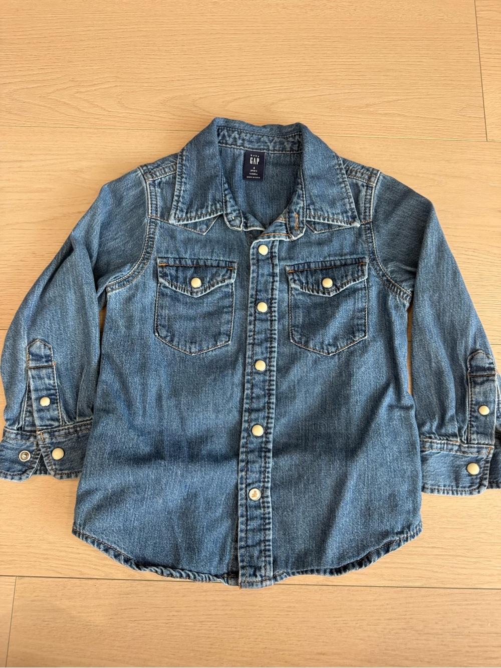 GAP Kids Denim Button-Front Jacket - Medium Blue | 4T